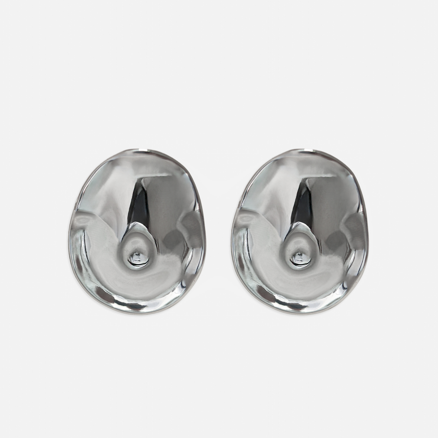 Organic Oval Studs Silver