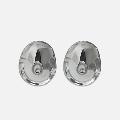 Organic Oval Studs Silver